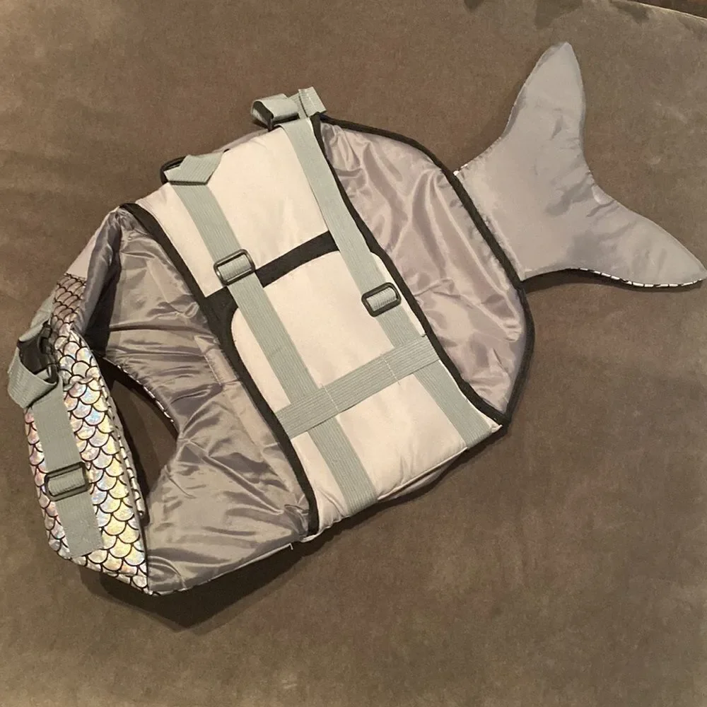 Kouser Dog Life Jacket Life Vest Flotation Device Silver WhaleDesign Size XL NEW